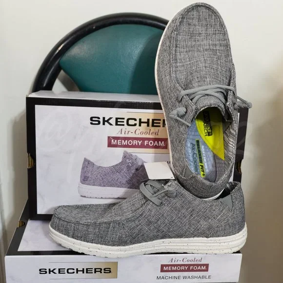 Skechers men slip-on Canvas shoes gray - Picture 8 of 10